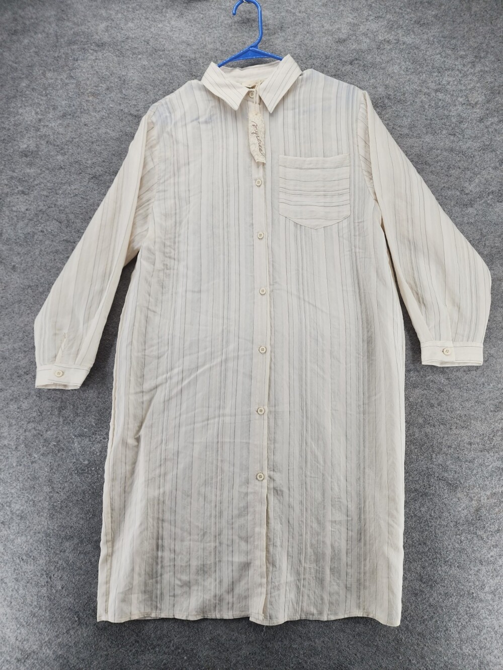 Mystree Dress Womens Small Button Up Cream Striped